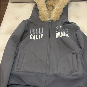 Vintage Hollister Gray Faux Fur Hoodie